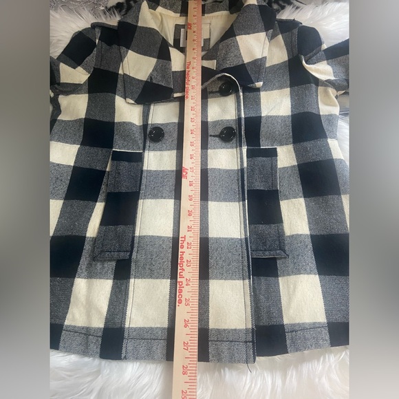 GAP Black and White Pea Coat Classic Buffalo Plaid - Picture 5 of 9